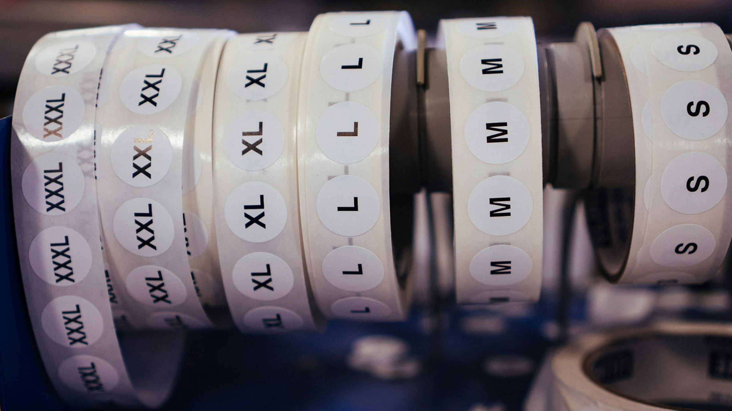 rolls of size stickers