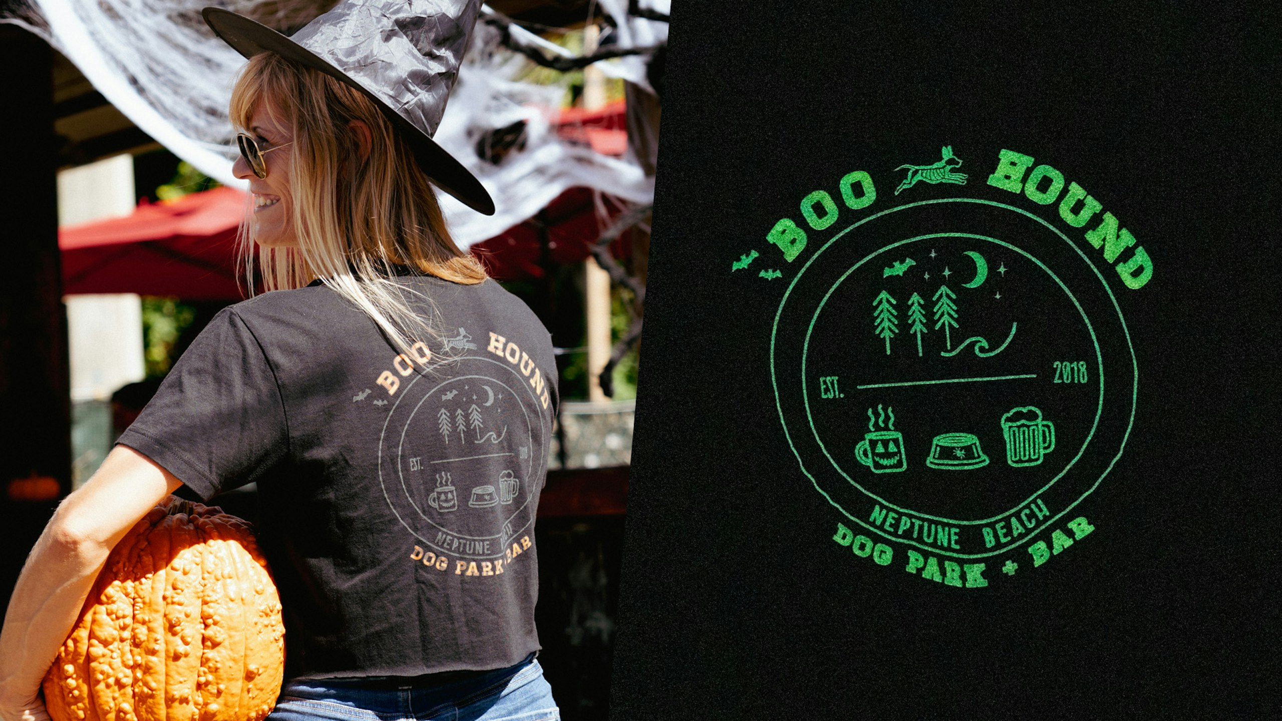 Boo hound glow-in-the-dark side-by-side image of it in the light and dark