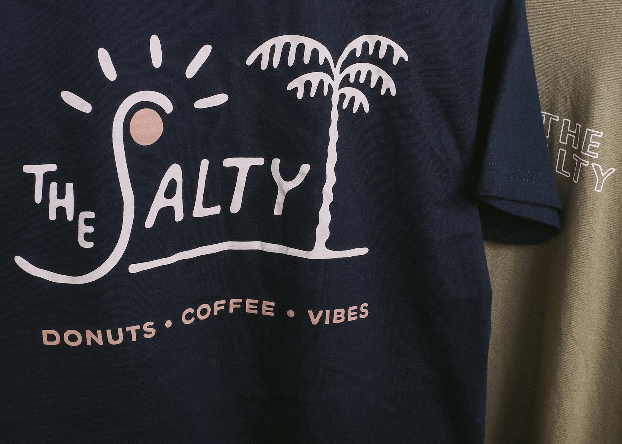 close-up of the salty navy t-shirt