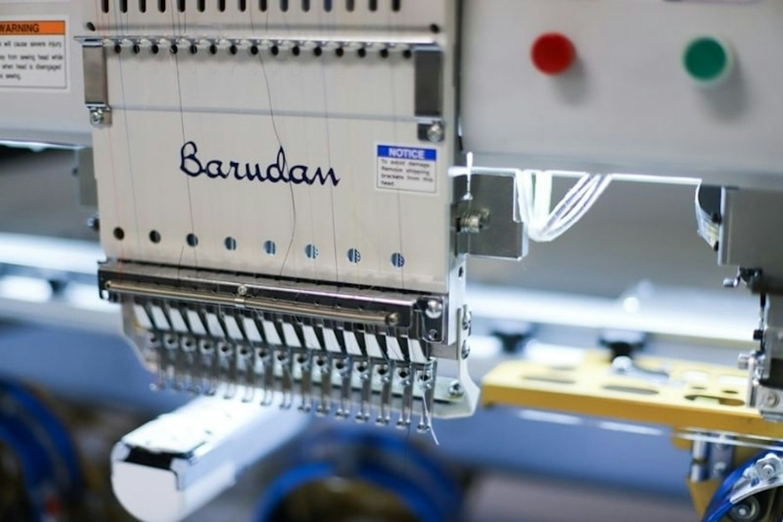 close up on an embroidery machine 