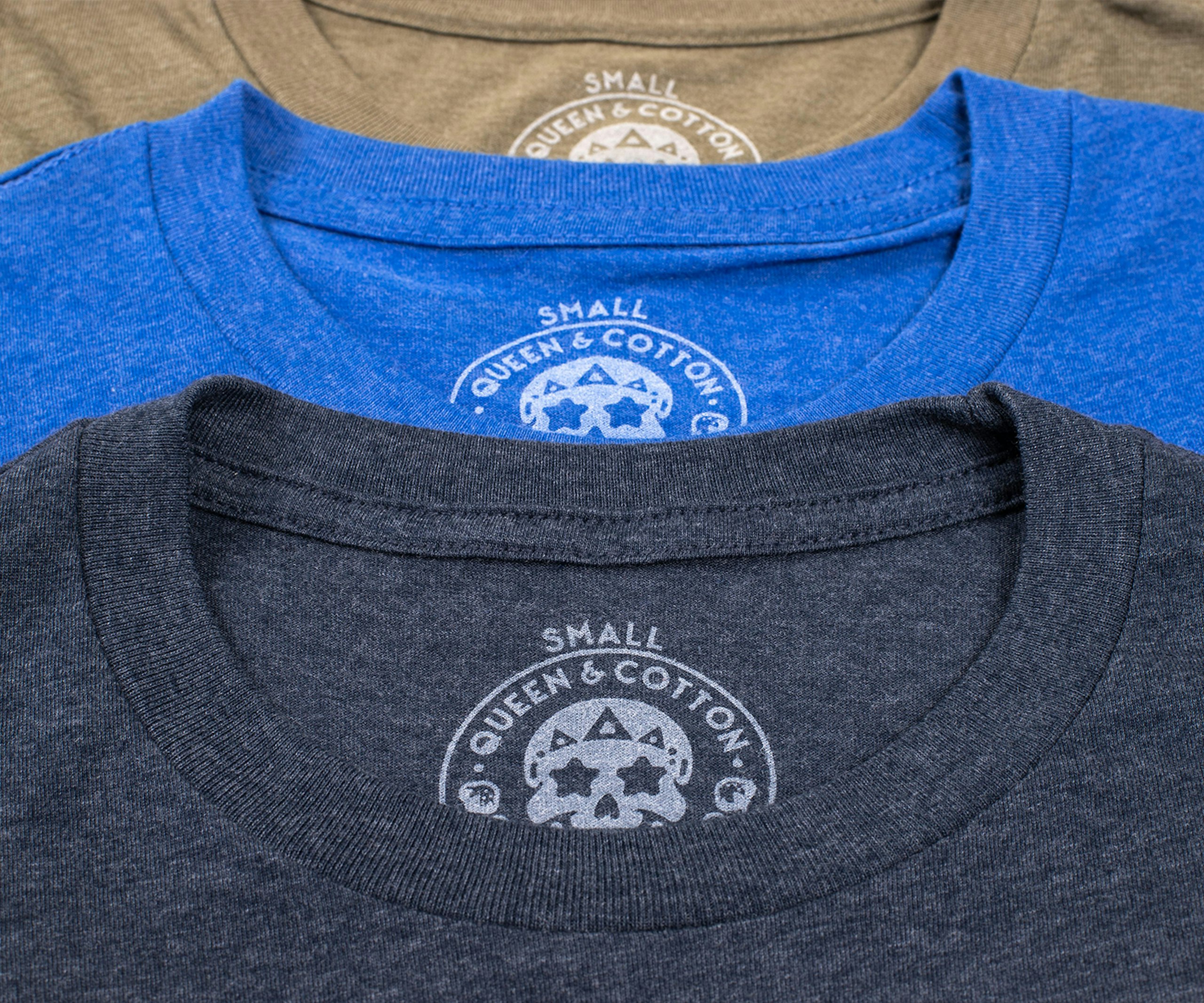 three t-shirt showing the printed tags