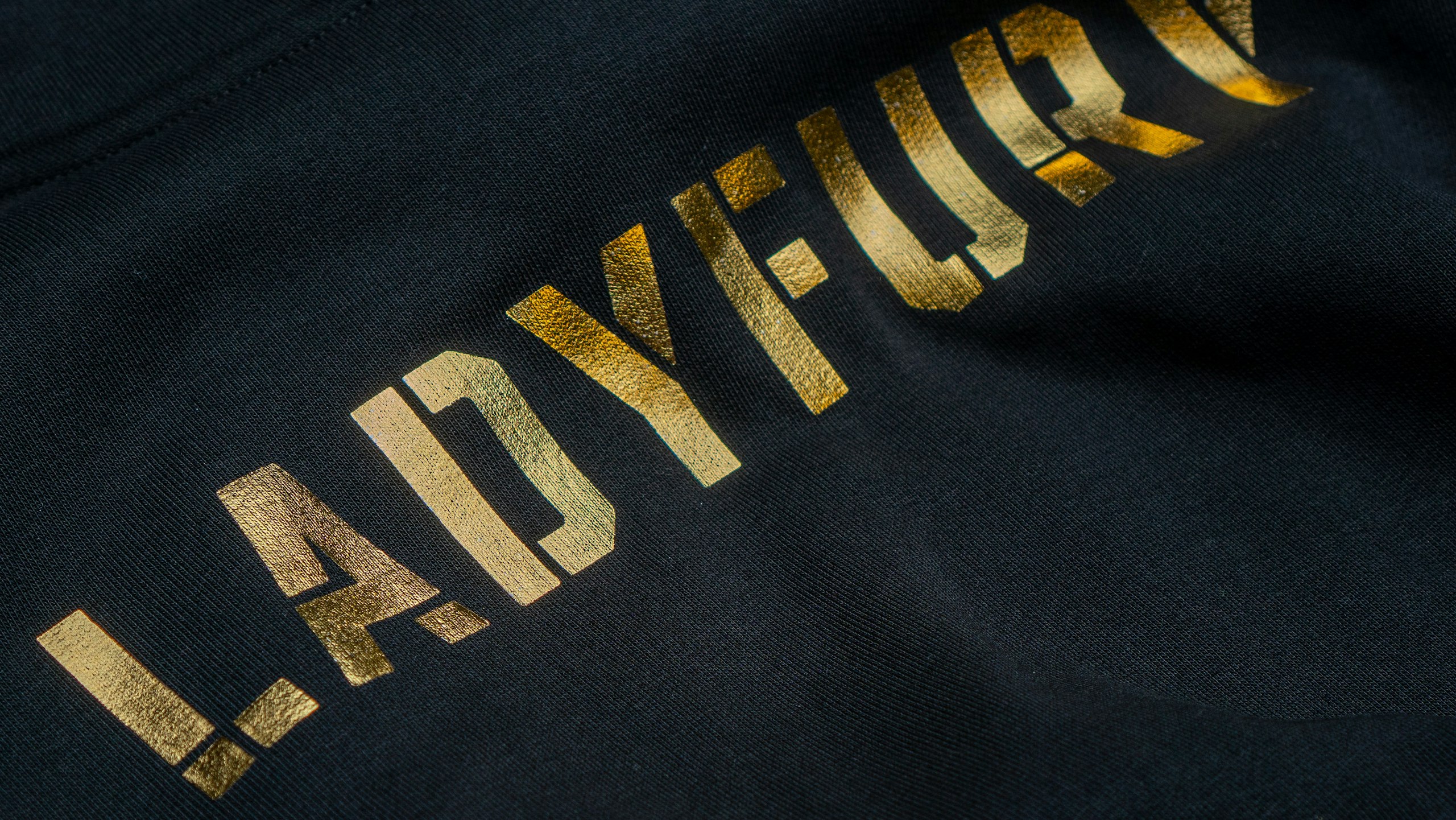 the words lady fury printed using foil print style