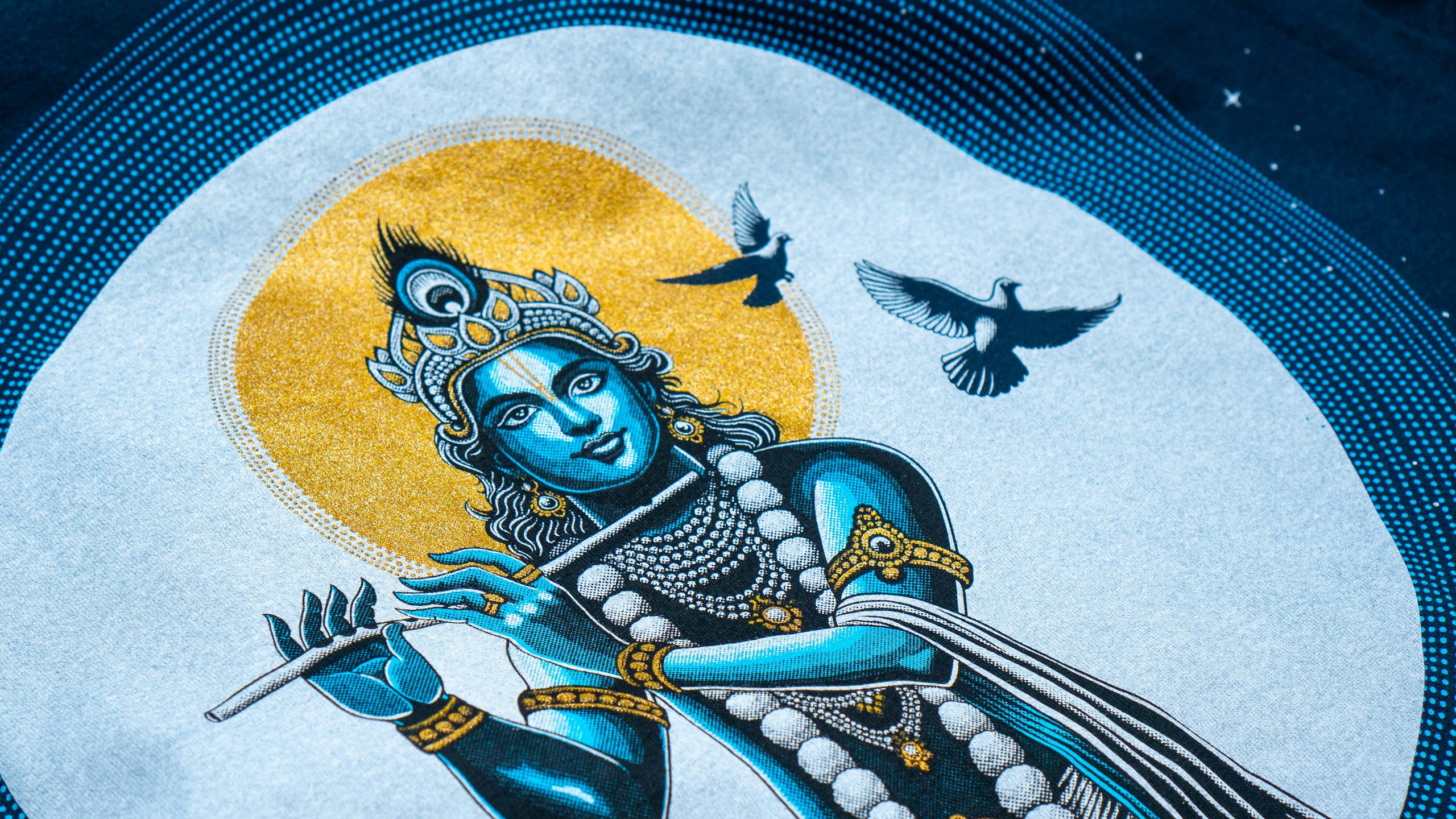 a detailed image printed using metallic ink