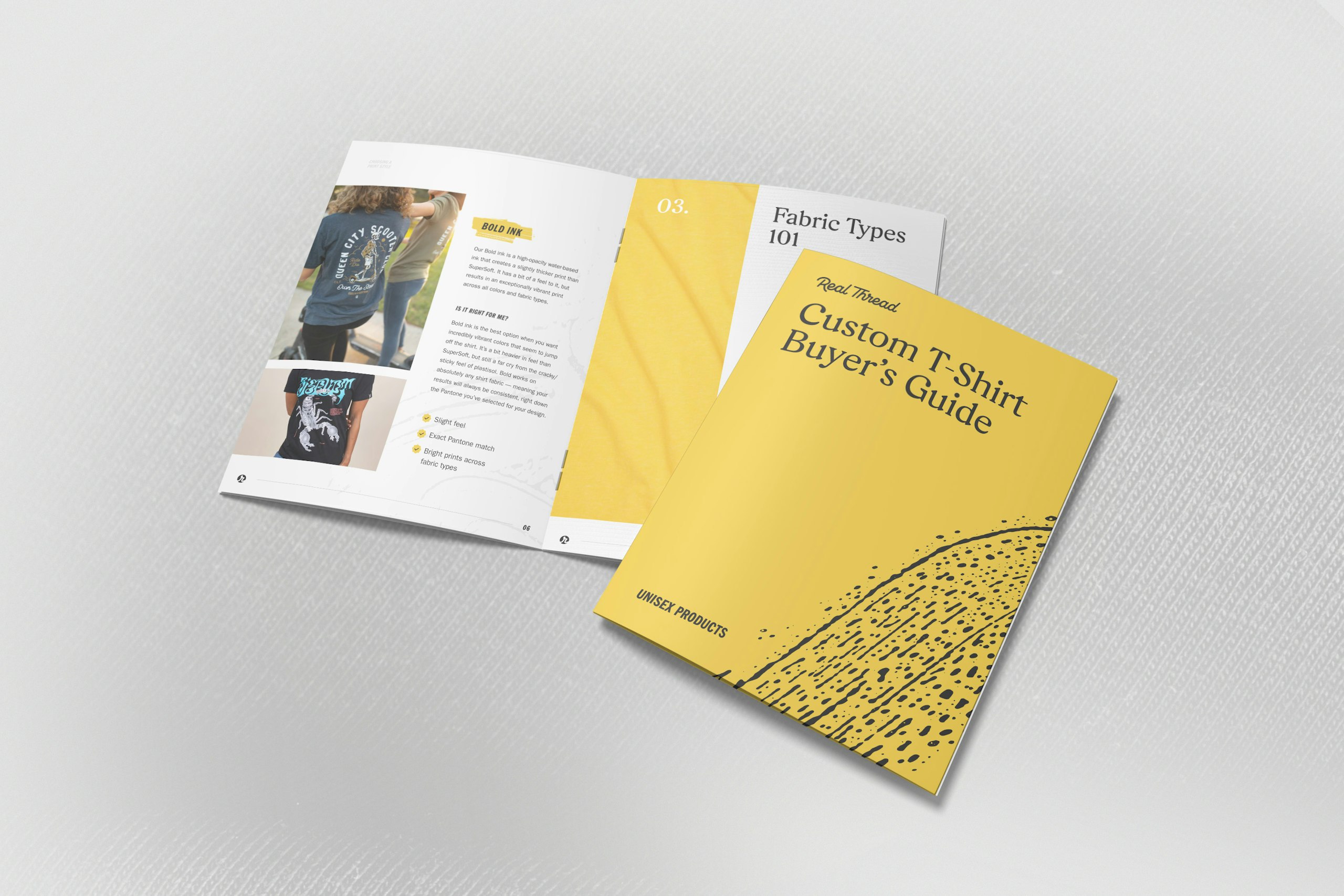 The buyer's guide on a white fabric background